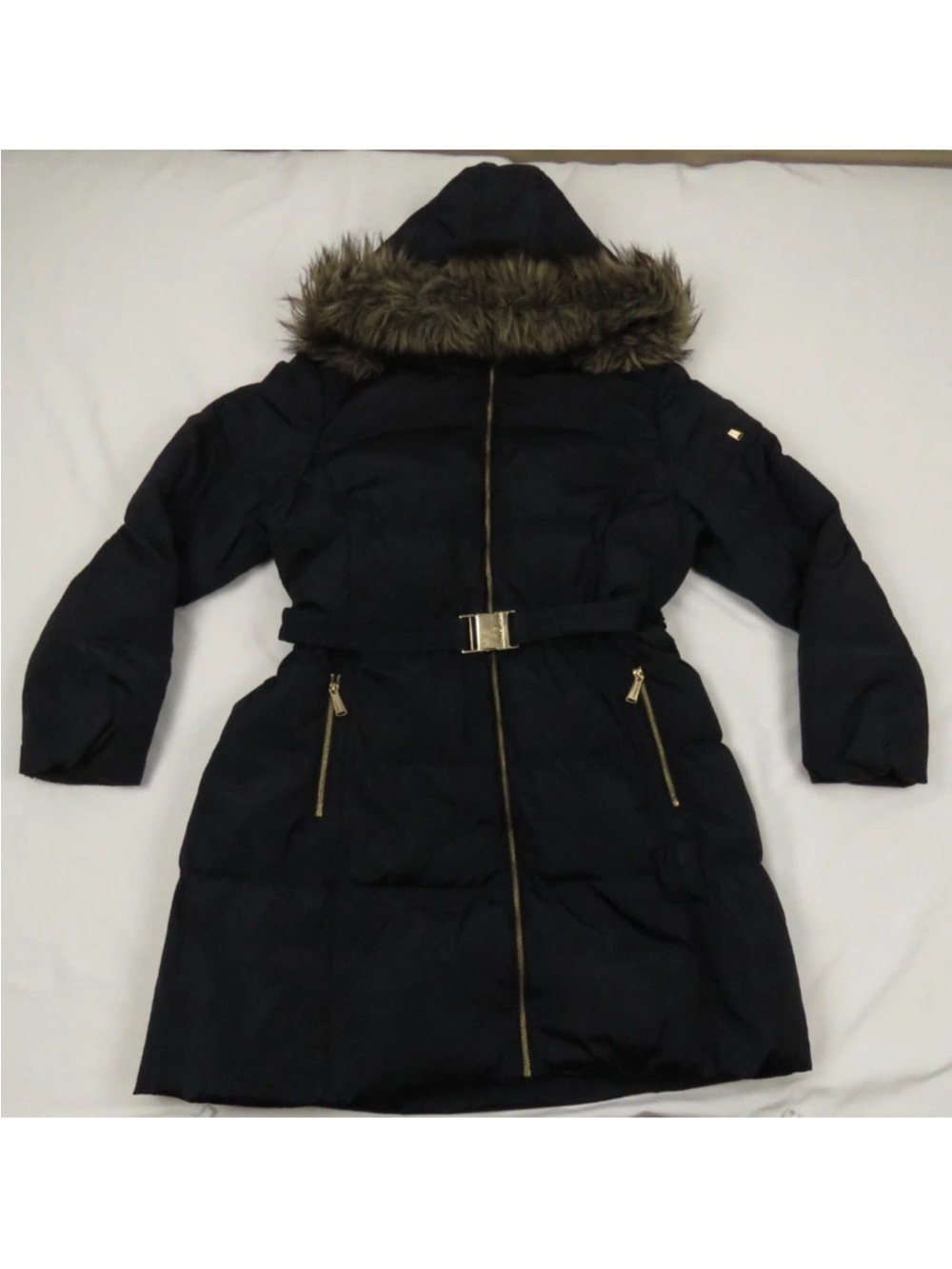 Michael Kors Down Quilted Faux Fur Hooded Belted Full Zip Puffer Parka Jacket XL